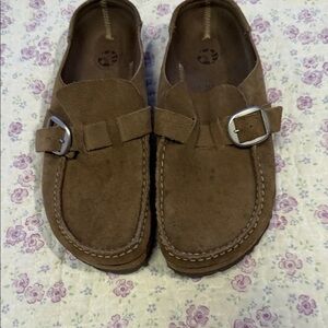 Birkenstock Brown Suede Buckle Slip-On Loafers